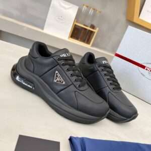 Prada Black Logo Leather Sneakers