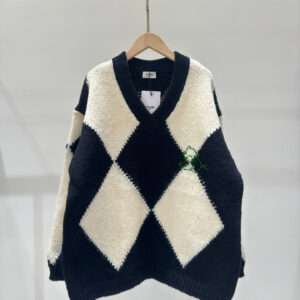 Celine V-neck College Style Rhombus Sweater