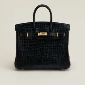 Hermes Birkin 25 Crocodile Black Handbag